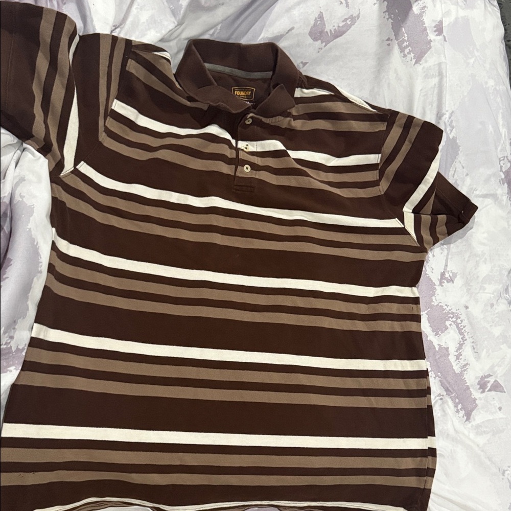 Brown Striped Polo Shirt